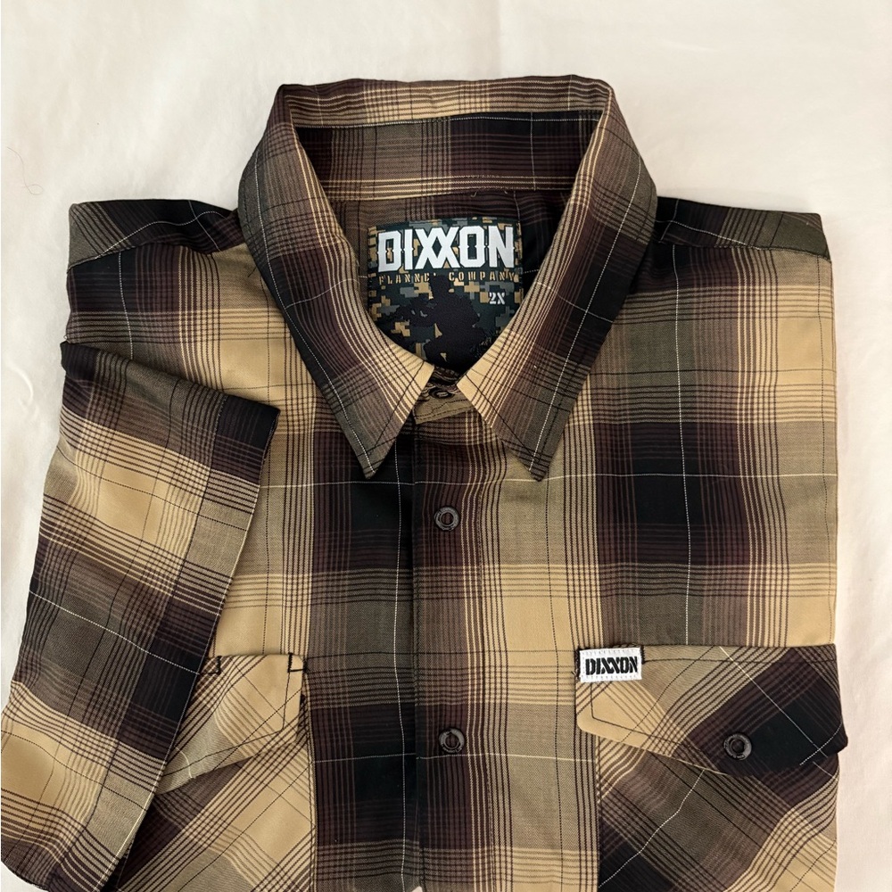 DIXXON Men's Casual Plaid Shirt - Tan and Black